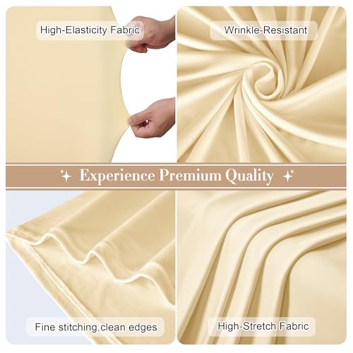 Image of Beige Arch Backdrop Cover Set of 2 (7.2ft & 6ft), Chiara Arch Cover Wrinkle-Free Spandex Arch Cover for Wedding Birthday Party Baby Shower Bridal Shower Ceremony Banquet Fabric Backdrop (No Stand)