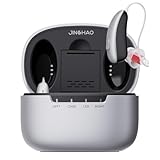 Hearing Aids–JINGHAO Rechargeable Hearing Aids for Seniors & Adult with Smart Noise Reduction, Superior Sound, RIC Design for Comfort & No Whistling, 16-Channel Hearing Aids with Portable Charging Case, Silver Black