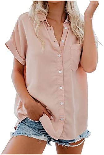 ZunFeo Womens Button Down Shirt Short Sleeve Lapel