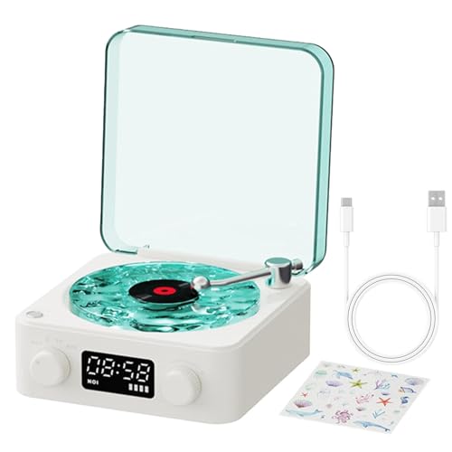 Waves Tourne-Disque – Lecteur de Disque Intelligent, Lecteur de Disque Bluetoothh | Tourne-Disque Vintage Portable, élégant et, décoration d'intérieur pour Le Divertissement, Son rétro de Haute