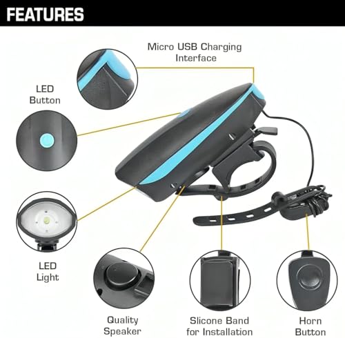 FCC Racing Bicycle Combo: Front Cycle Light with Horn & Rear Helmet/Tail Light LED Combo (Multicolor) 2 41YSFtcso3L