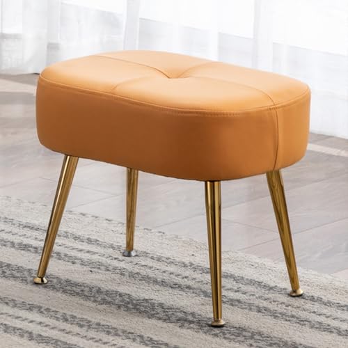 Banco otomano tapizado de 14 pulgadas, taburete rectangular para dormitorio, sala de estar, entrada y oficina, elegante zapatero con patas de metal, muebles versátiles para el hogar