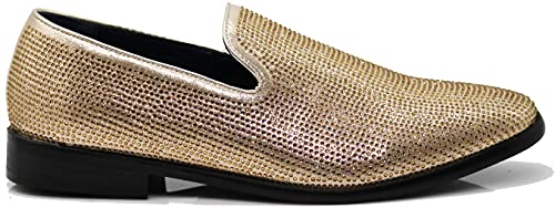 Image of SPK24 Men Vintage Spikes Sparkle Formal Tuxedo Stage Fashion Slip On Loafer Dress Shoes