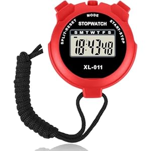 Stopwatches, Digital Sports Stop watch, referee kit, Handheld stopwatch Split Lap Timer, Neck Stopwatch, Shockproof Waterproof Stopwatch with LCD Display for Coaches Swimming Running Training (Red)