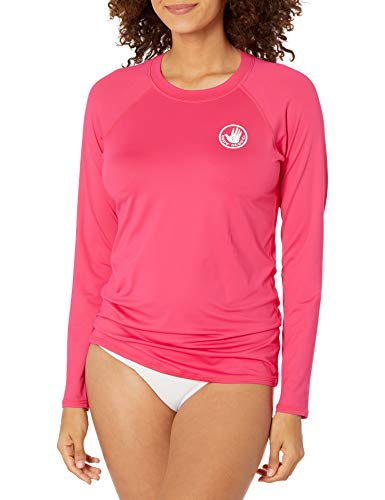 Body Glove Women's Smoothies Sleek Solid Long Sleeve Rashguard with UPF 50+, Dahlia, X-Small
