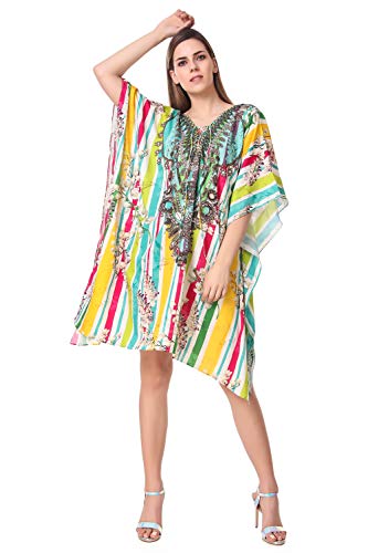 Image of RAVI RAJORIA Georgette Digital Printed Beach Wear Kaftan Blue Free Size R800 | Multi Color 2