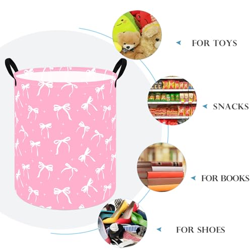 Image of Round Laundry Hamper Clothes Storage Basket Fabric Storage Hamper Organization Storage Bin, Nursery Toy Box,Gift Basket with Handles