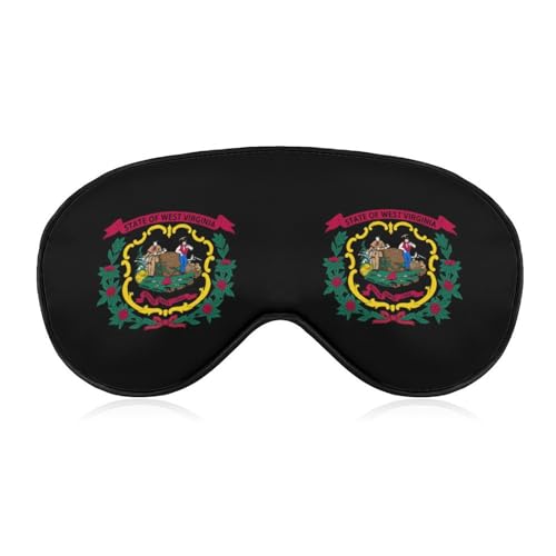 Flag of West Virginia Logo Sleep Mask Eye Shade Cover Adjustable Strap for Travel Lunch Break Women Men