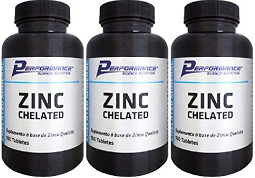Zinco Mineral Quelato Zinc Chelated 29 mg Performance Nutrition 100 Tabletes Kit 3 Und