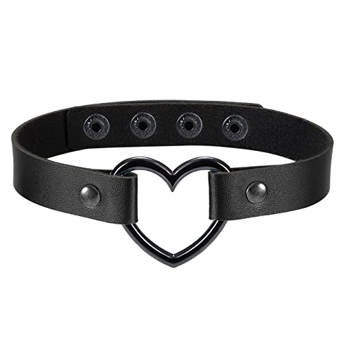 Flongo Tattoo Choker Leder Halsband Lederhalsband Damen, Leder Halskette Halsband Anhänger Choker Tattoo Kette Schwarz Blau Pink Rot Lila Weiß...