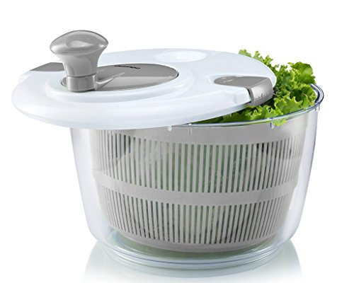 Gourmia Gsa9240 Jumbo Salad Spinner - Manual Lettuce Dryer With Crank Handle & Locking Lid, Bpa Free And Top Rack Dishwasher Safe,(5L) #TOP3