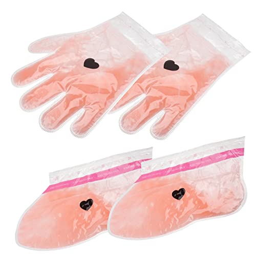 Housoutil Paraffin Wax Therapy Hand Covers Peach 2 Pairs Beauty Hand Wax Kit for Feet and Hands Home Treatment