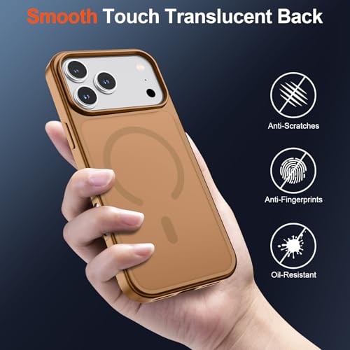 Image of SUPFINE Magnetic for iPhone 17 Pro Max Case (Compatible with MagSafe)(Military Grade Drop Protection) Translucent Matte Shockproof with Anti-Fingerprint Phone Cover,Brown