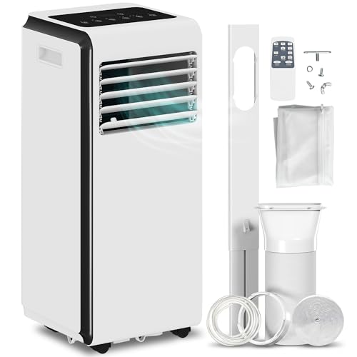 HOMCOM Portable Air Conditioner 9000 BTU, 4-in-1 Air Conditioning Unit with Cooling, Dehumidifier, Fan, Sleep Mode, Dual Window Kit, 24H Timer, Child Lock, Remote, for Room up to 28 m²
