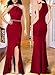 VFSHOW Womens Sexy Halter Neck Beaded Ruffle Slit Prom Formal Maxi Dress 2023 Wedding Guest Twist Front Sparkly Glitter Black Tie Long Cocktail Evening Gown (Red, X-Large) 10895 RED XL