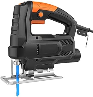 Jigsaw, Electric Jigsaw Tool 3000SPM 400W, 6 Variable Speed, Bevel Cutting Angle -45° to 45°, Lock-On Switch, with 8pcs Cutting Blades, Jig Saws for Wood Cutting & Metal Cutting
