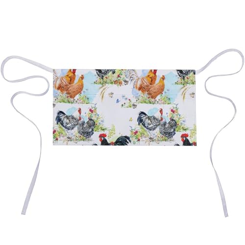EOQIFJM Rooster Chicken Watercolor Flowers Half Body Style Waterproof Apron, Home Kitchen Apron