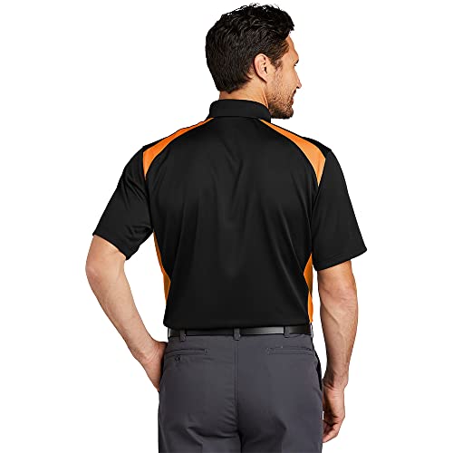 Cornerstone Men's Select Snag-Proof Two Way Colorblock Pocket Polo - X-Large - Black/ Shock Orange #TOP1