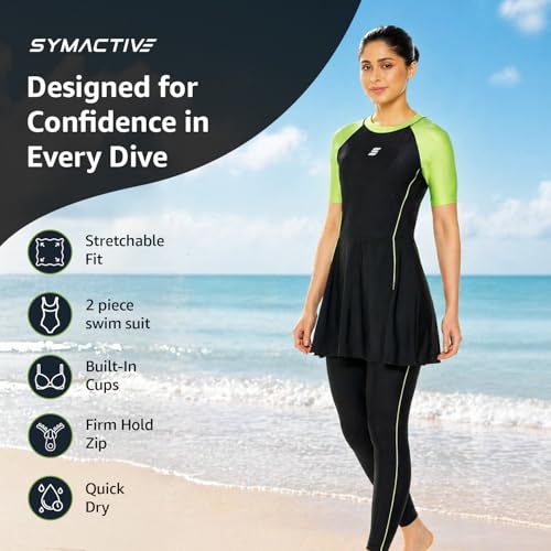 Image of Amazon Brand: Symactive - Swimming Suit for Women 2 Piece Swim Suit Set Full Body Swimming Costume for Woman Stretchable Fit Swimwear for Ladies
