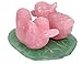 AITELEI Natural Rose Quartz Mandarin Ducks Love Birds on Green Aventurine Lotus Leaf (Male and Female) Fengshui Figurines for Love and Romance
