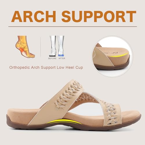BCSTUDIO Women Comfort Adjustable Leather Flip Flop Sandals with Arch Support2