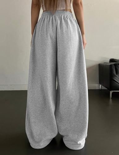 HeSaYep Fleece Lined Sweatpants for Women Winter Warm Wide Leg Drawstring Cuffs Baggy Sweat Pants with Pockets4