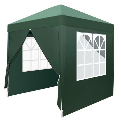 Pinikuyiro 6.5x6.5ft Pop Up Canopy Tent, Outdoor Instant Shelter Folding Canopy with 4 Side Walls and Carry Bag for Commercial Events, Party, Backyard BBQ, Camping (Green)