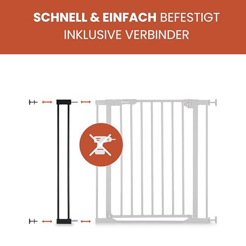 hauck 9cm Verlängerung, Schwarz - Kompatibel mit Kinderschutzgitter Clear Step 2, Open N Stop 2, Autoclose N Stop 2 - Ohne Bohren, Tür- & Treppenschutzgitter Zubehör