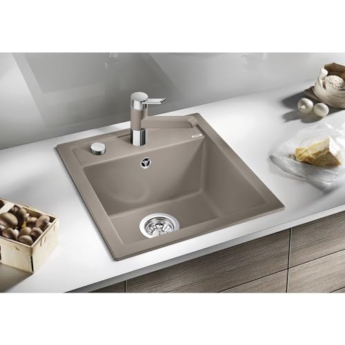 BLANCO DALAGO 45 | Granitspüle aus SILGRANIT schwarz | Einbauart: Einbau von Oben | für 45 cm breite Unterschränke | Großes Beckenvolumen für optimale Nutzung | Reinigungsfreundliche Öberfläche