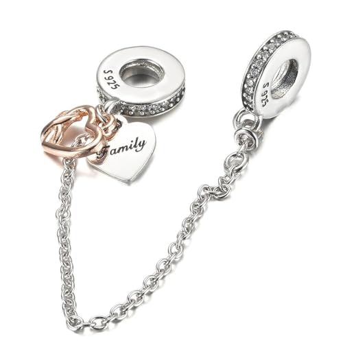 ARTCHARM Heart Safety Chain Charm 925 Sterling Silver Beads fit European Charms Bracelet & Necklace3