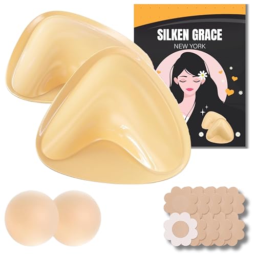 Silken Grace Push Up Sticky Bra Inserts - Invisible Bra Pads Inserts, Bra Inserts With Nipple Covers Pasties