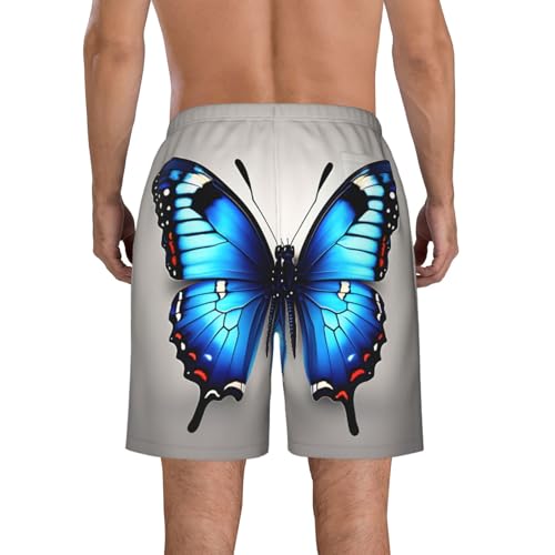 Blue Butterfly Print Mens Casual Shorts Drawstring Summer Beach Stretch Shorts Novelty Swimtrunks3