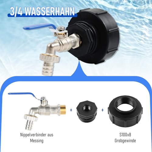 Robinet de vidange IBC 3/4 S100x8 pour cuve eau pluie - 3