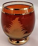 Sammlerstück Oberstdorfer Glashütte Dekoratives Trinkglas antiker Stil Überfang Becher mit aufwendigem Schliff mundgeblasen in der Farbe Amber Gold Tischdekoration Höhe 8 cm Durchmesser 7,5 cm