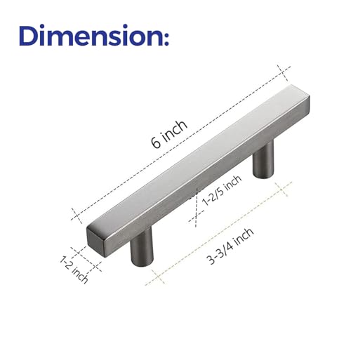 Image of Ravinte 35 Pack 6 Inch Square Cabinet Pulls Brushed Nickel Stainless Steel Kitchen Drawer Pulls Cabinet Handles 6 inchLength,3.75 inch Hole Center