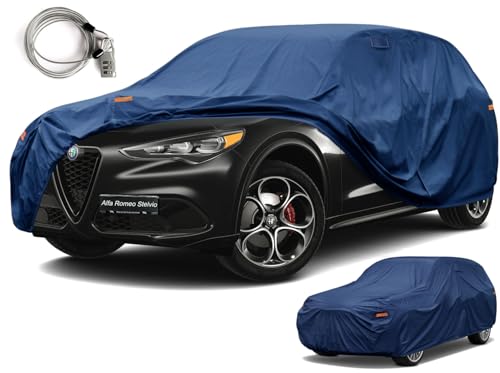 Image of Kaugung Custom Fit Car Cover for Alfa Romeo Stelvio SUV (Base, Ti, Veloce, Quadrifoglio), Heavy Duty SUV Cover Waterproof All Weather Outdoor Protection, Breathable Full Exterior Cover with Vent