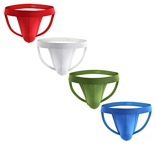 ARCITON Men's Sexy Low Rise Jock Strap Thong XX-Large (Waist: 37"- 39") 4 Colors/Pack Mix-01