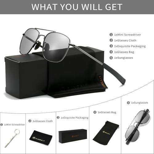 Image of SUNGAIT Men's Military Style Polarized Pilot Aviator Sunglasses - Bayonet Temples