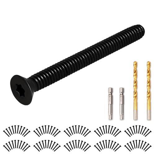 RAMATA 1/4-20 x 2 1/2 Trailer Deck Screws Self Tapping, Flat Head Floorboard Thread Cutting Screws, Type F Star Drive, T30 Torx, Black Phosphate, Black, Replace #370-225, 100 Pack