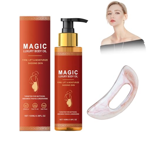 Olio per il corpo magico con ingredienti naturali al 99% – Olio per la cura rassodante (200 ml) per una pelle bianca brillante | Oil Beauty per ridurre le linee e il cedimento della pelle, olio