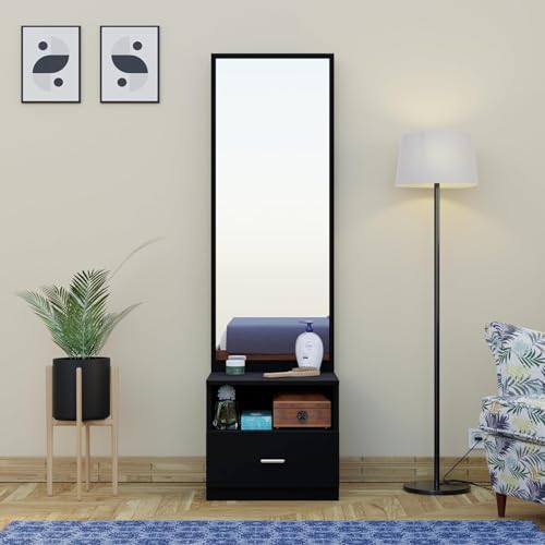 Image of MAMTA DECORATION Engineered Wood Dressing Table with Mirror & Storage Wooden Vanity Table for Bedroom, Living Room & Home Use (Wenge Black Finish)