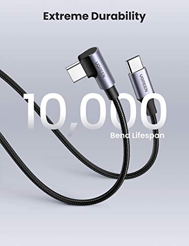 UGREEN USB C USB C Kabel 60W Hoek Stroomvoorziening USB C USB C Kabel 90 Graden 3A/ 20V Compatibel met Galaxy Note20 S21 S20 A52 Mi 10T, iPad Air 2020, iPad Pro 2020, XPS 13, MacBook Air etc. (1M+2M+3M) - Image 8