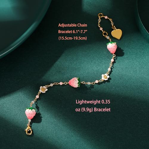 Women's Stylish Versatile Bracelet - Elegant White Flower, Pink Strawberry Charm, Fresh & Sweet Bohemian Design Jewelry, Perfect Friendship Gift for Friends & Loved Ones4