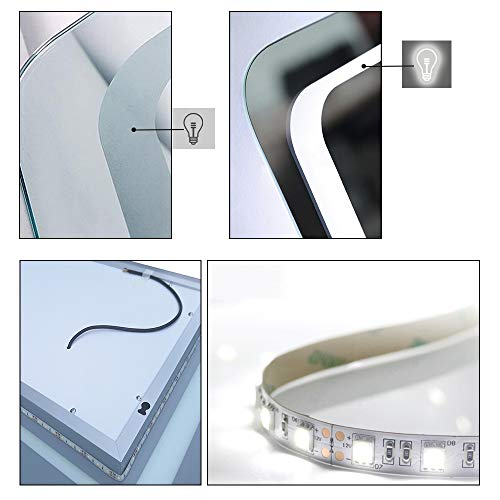 Xinyang 1200x700 Bathroom Mirrors with LED Lights,Demister Pad,Dual Touch Sensor Switch,Wall Mounted,IP44