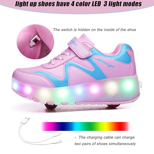 Image of AIkuass USB Chargable Led Light Up Roller Shoes Wheeled Skate Sneaker Shoes F.