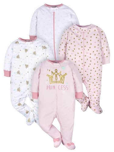 Image of Gerber Baby-Girls 4 Pack Sleep 'N Play Footie