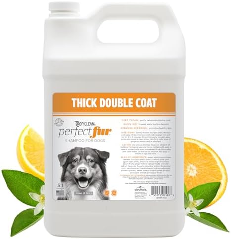 TropiClean PerfectFur Shedding Control Dog Shampoo for Thick Doub...