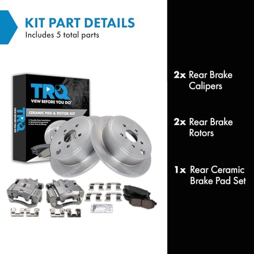 Image of TRQ Rear Brake Pad and Rotor Set Ceramic Rotors Calipers | For 2010-2014 Subaru Legacy 2013-2015 BRZ