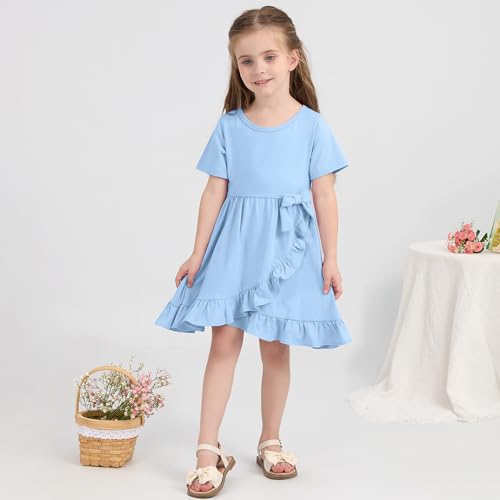 Toddler Girls Dress Cute Short Sleeve with Cotton Summer Dresses Casual Infant Beach Casual Sundress 3-8 Years4