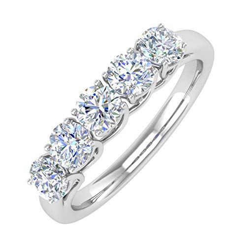 FINEROCK 1 Carat 5-Stone Diamond Wedding Band Ring in 14K Gold